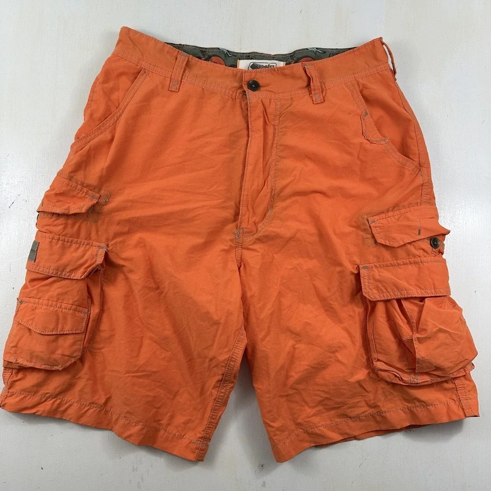 Urban Pipeline‎ Men Cargo Shorts Actual 33 x 10 Orange Hiking Skater Paratrooper